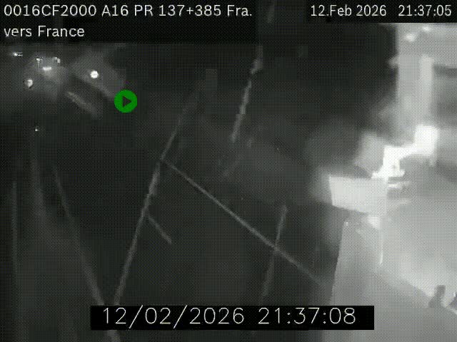 Webcam à la frontière franco-belge au niveau de Bray-Dunes/De-Panne sur l'autoroute A16. Vue orientée vers Calais