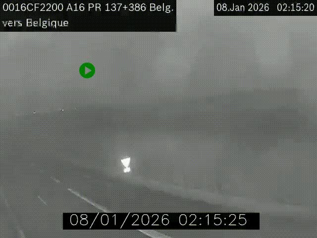 Webcam à la frontière franco-belge au niveau de Bray-Dunes/De-Panne sur l'autoroute A16. Vue orientée vers la Belgique