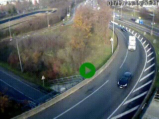 Caméra autoroute à la jonction entre l'A7 et la D301 (Boulevard urbain Sud de Lyon) à Feyzin, au sud de Lyon. Vue orientée vers Mions