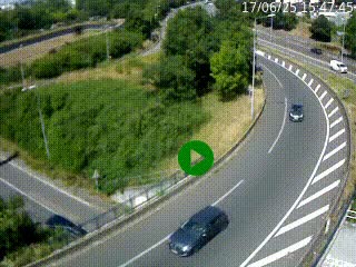 Caméra autoroute à la jonction entre l'A7 et la D301 (Boulevard urbain Sud de Lyon) à Feyzin, au sud de Lyon. Vue orientée vers Mions