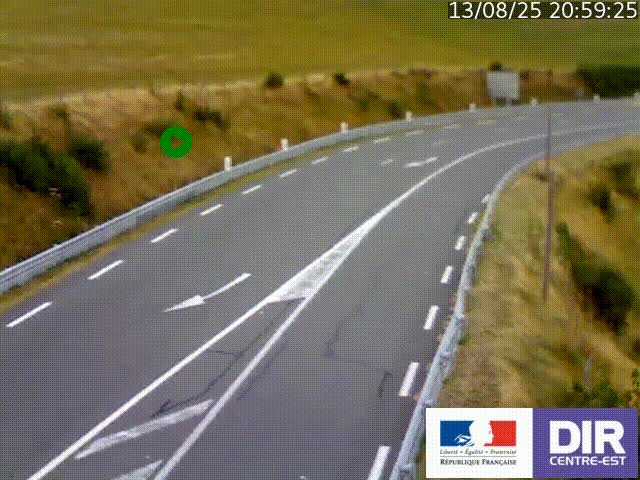 Webcam sur le col Pin Bouchain, vue orientée vers Roanne, en provenance de Lyon sur la nationale 7 (N7)