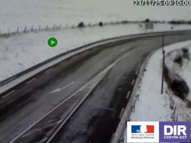 Webcam sur le col Pin Bouchain, vue orientée vers Roanne, en provenance de Lyon sur la nationale 7 (N7)