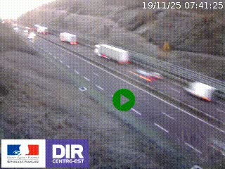 Webcam au niveau du col de Bois Clair à hauteur de Cluny sur la N79. Vue orientée vers Mâcon