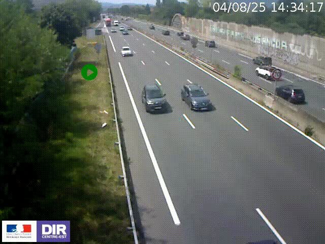 Webcam à Bron sur l'A43 à la jonction avec le boulevard périphérique de Lyon (D383). Vue orientée vers Lyon