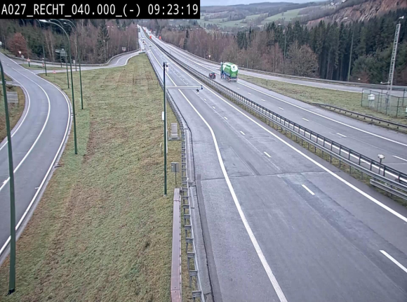 Webcam A27/E42 à hauteur de la sortie 13 Recht à proximité de Malmedy. Vue orientée vers Malmedy et Liège