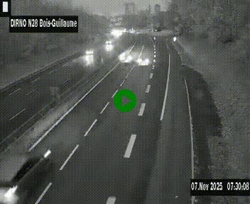 Webcam routière à hauteur de Bois-Guillaume en périphérie de Rouen. Vue orientée vers Rouen
