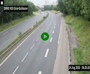 Webcam routière à hauteur de Bois-Guillaume en périphérie de Rouen. Vue orientée vers Rouen