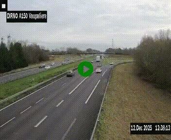 Webcam autoroute A150 à hauteur de La Vaupalière en périphérie de Rouen. Vue orientée vers Rouen