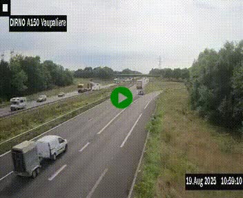 Webcam autoroute A150 à hauteur de La Vaupalière en périphérie de Rouen. Vue orientée vers Rouen