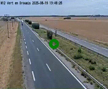 Webcam à hauteur de Vert-en-Drouais sur la N12, en périphérie de Dreux. Vue orientée vers Alençon