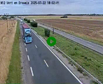 Webcam à hauteur de Vert-en-Drouais sur la N12, en périphérie de Dreux. Vue orientée vers Alençon