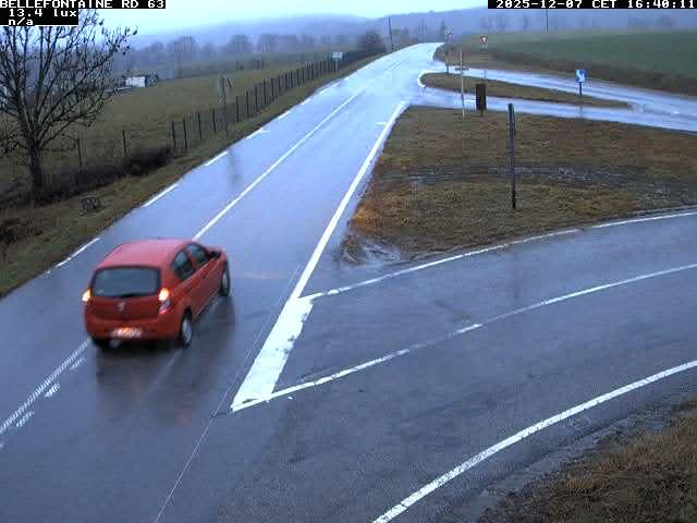 Webcam à Bellefontaine dans les Vosges à 552 mètres d'altitude sur la D63, à la jonction avec la D20A