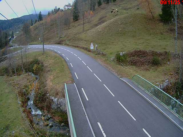 Webcam en haut du col d'Oderen sur la D43 à 830 mètres d'altitude dans les Vosges