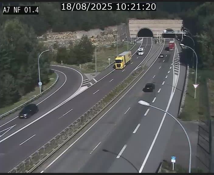 Caméra autoroute Luxembourg A7 - Echangeur Waldhaff - direction Tunnel Stafelter