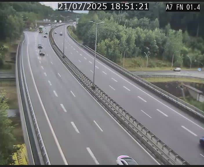 Caméra autoroute Luxembourg A7 - Tunnel Stafelter - direction Echangeur Grünewald