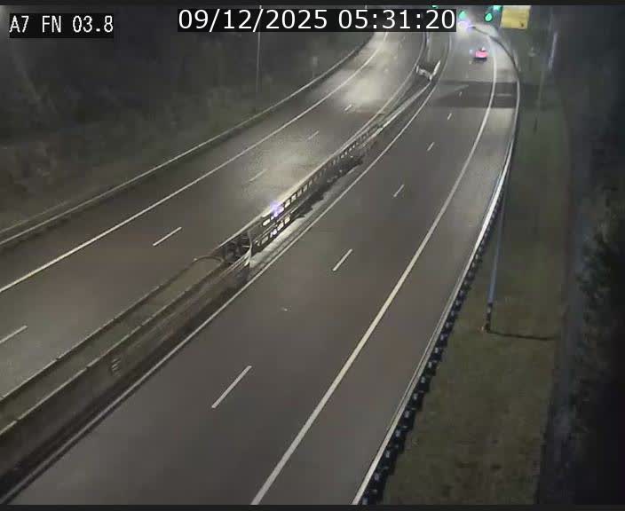 Caméra autoroute Luxembourg A7 - Passage à gibier Rëngelbour - direction Tunnel Stafelter