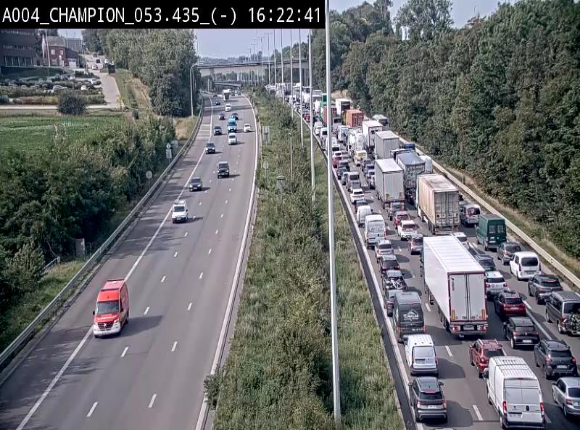 Webcam E411 à Champion, à proximité de Namur. Vue orientée vers Bruxelles