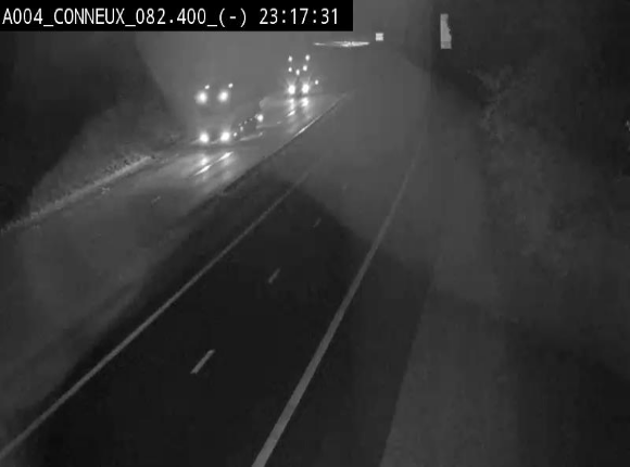 Webcam sur l'E411 avant les sorties 20 menant à Ciney, Dinant et Achêne. Vue orientée vers Namur