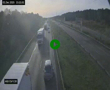 Webcam autoroute A63 en périphérie de Bordeaux au sud-est de la ville, en provenance du bassin d'Arcachon. Vue orientée vers Bordeaux