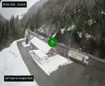 Webcam à l'entrée du tunnel du Somport, côté français, sur la N134, dans les Pyrénées, en direction de l'Espagne, à 1116 mètres d'altitude