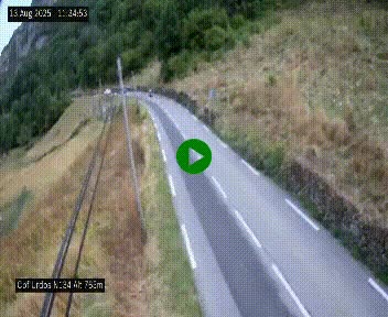 Webcam dans les Pyrénées Atlantique au niveau du col d'Urdos et du fort du Pourtalet sur la N134, en direction du Col et du tunnel du Somport, à 765 mètres d'altitude