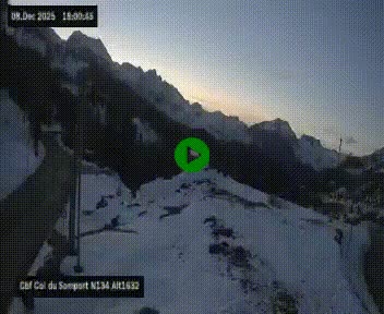 Webcam au col du Somport, côté français, sur la N134, dans les Pyrénées, en direction de l'Espagne, à 1632 mètres d'altitude