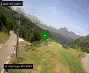 Webcam au col du Somport, côté français, sur la N134, dans les Pyrénées, en direction de l'Espagne, à 1632 mètres d'altitude