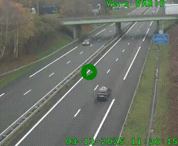 Caméra routière sur l'autoroute A20 au nord de Limoges, à la jonction avec la N520. Vue orientée vers Paris