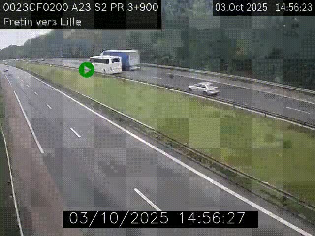 Webcam autoroute A23 à hauteur de Fretin. Vue orientée vers Lille