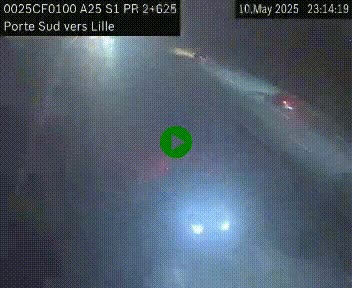 Webcam autoroute A25 sur le périphérique de Lille à hauteur de Lille-Sud et la sortie 3 Faches-Thumesnil. Vue orientée vers Lille-Centre.