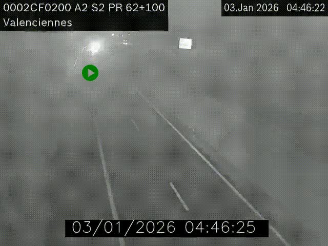 Webcam autoroute A2 à Valenciennes. Vue orientée vers Maubeuge et Mons (Belgique)