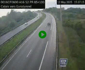 Webcam A16 à Calais en direction du Tunnel sous la Manche (Eurotunnel)