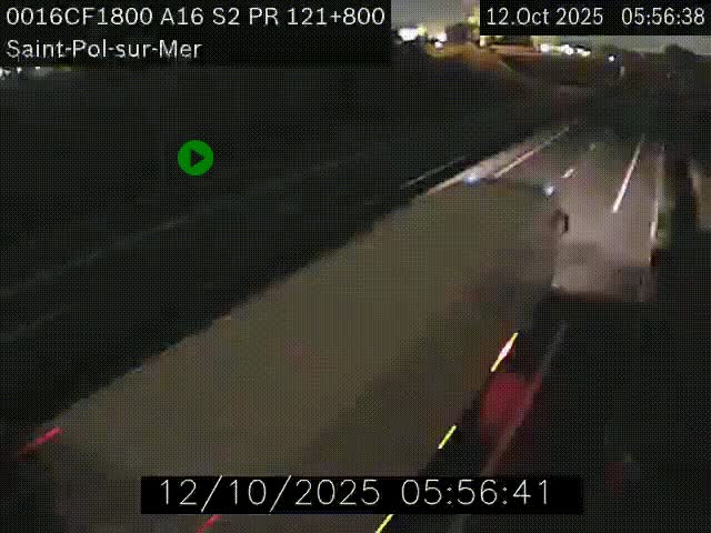 Webcam autoroute A16 à proximité de Dunkerque, à hauteur de la sortie Saint-Pol-sur-Mer. Vue orientée vers Calais
