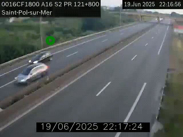 Webcam autoroute A16 à proximité de Dunkerque, à hauteur de la sortie Saint-Pol-sur-Mer. Vue orientée vers Calais