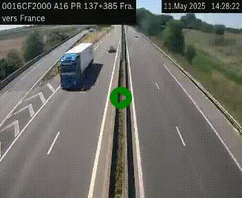 Webcam à la frontière franco-belge au niveau de Bray-Dunes/De-Panne sur l'autoroute A16. Vue orientée vers Calais