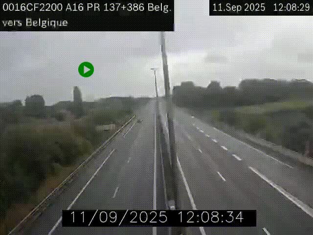 Webcam à la frontière franco-belge au niveau de Bray-Dunes/De-Panne sur l'autoroute A16. Vue orientée vers la Belgique