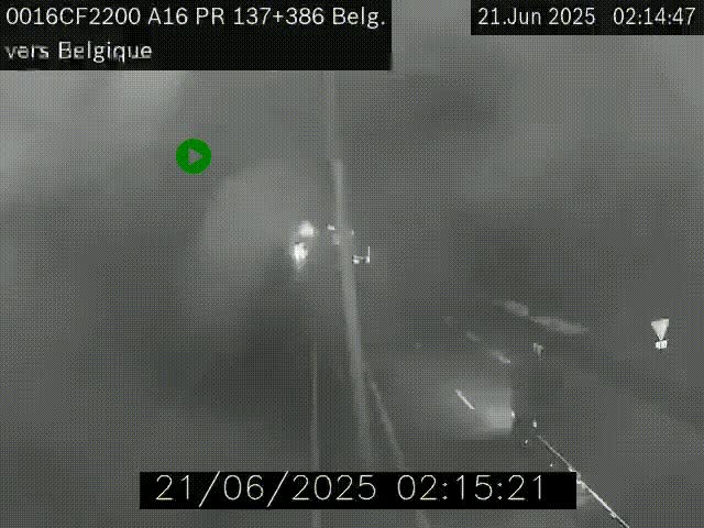 Webcam à la frontière franco-belge au niveau de Bray-Dunes/De-Panne sur l'autoroute A16. Vue orientée vers la Belgique
