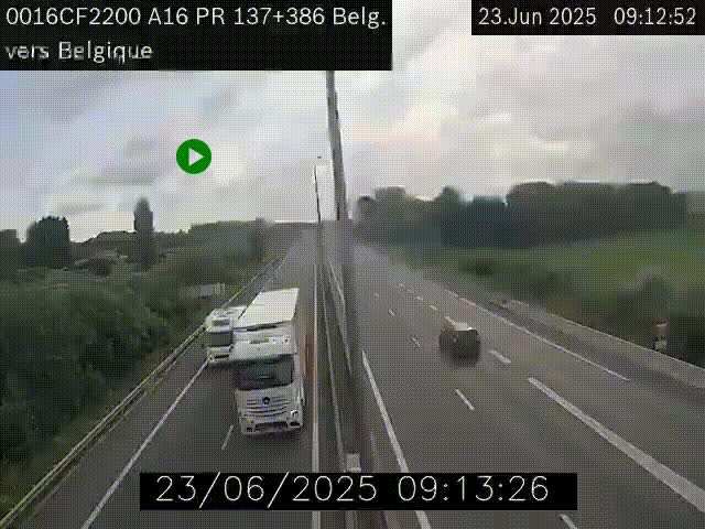 Webcam à la frontière franco-belge au niveau de Bray-Dunes/De-Panne sur l'autoroute A16. Vue orientée vers la Belgique