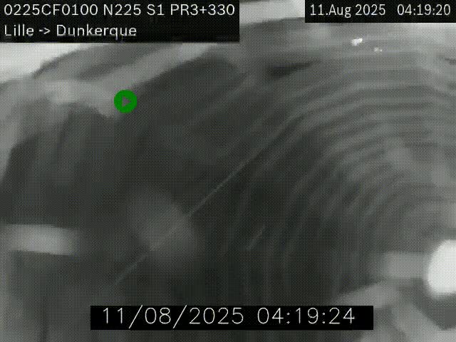 Webcam autoroute A25 (N225) à hauteur de Bergues (Bierne). Vue orientée vers Dunkerque.