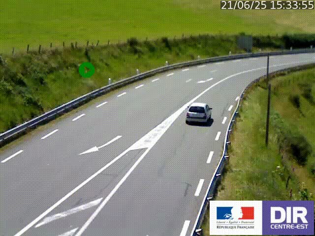 Webcam sur le col Pin Bouchain, vue orientée vers Roanne, en provenance de Lyon sur la nationale 7 (N7)