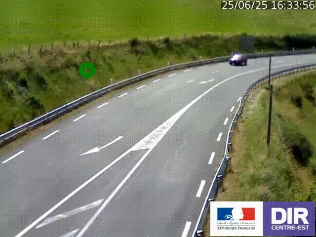 Webcam sur le col Pin Bouchain, vue orientée vers Roanne, en provenance de Lyon sur la nationale 7 (N7)