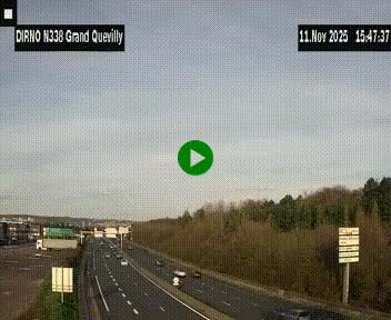Webcam routière sur N338 à hauteur de Grand-Quevilly en périphérie de Rouen. Vue orientée vers Rouen