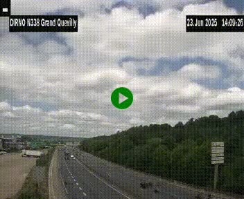 Webcam routière sur N338 à hauteur de Grand-Quevilly en périphérie de Rouen. Vue orientée vers Rouen