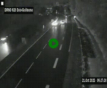 Webcam routière à hauteur de Bois-Guillaume en périphérie de Rouen. Vue orientée vers Rouen