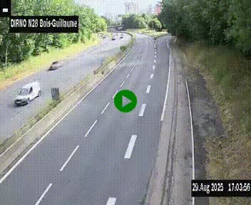 Webcam routière à hauteur de Bois-Guillaume en périphérie de Rouen. Vue orientée vers Rouen