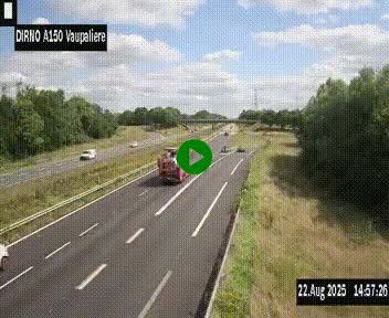 Webcam autoroute A150 à hauteur de La Vaupalière en périphérie de Rouen. Vue orientée vers Rouen