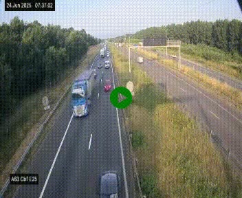 Webcam autoroute A63 en périphérie de Bordeaux au sud-est de la ville, en provenance du bassin d'Arcachon. Vue orientée vers Bordeaux