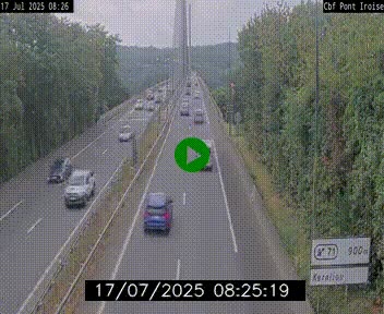 Webcam sur la N165 après le Pont de l'Iroise, à l'entrée de Brest