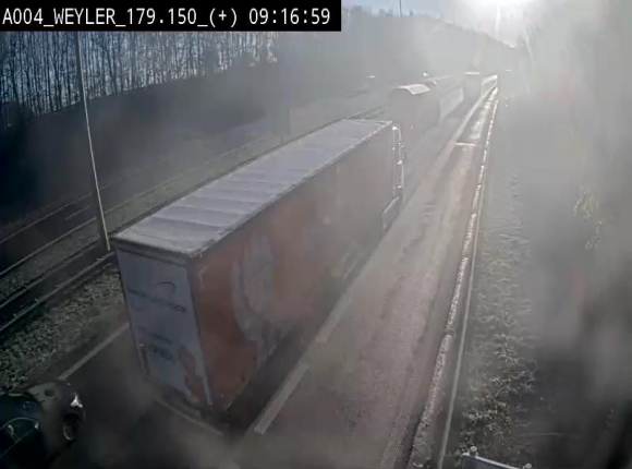 Webcam entre la sortie Arlon et la sortie Weyler sur l'E411. Vue orientée vers Luxembourg