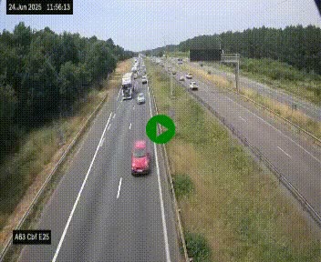 Webcam autoroute A63 en périphérie de Bordeaux au sud-est de la ville, en provenance du bassin d'Arcachon. Vue orientée vers Bordeaux